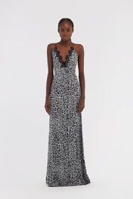 RC Slip dress with Leopard print Gray NOT10E-FXM81