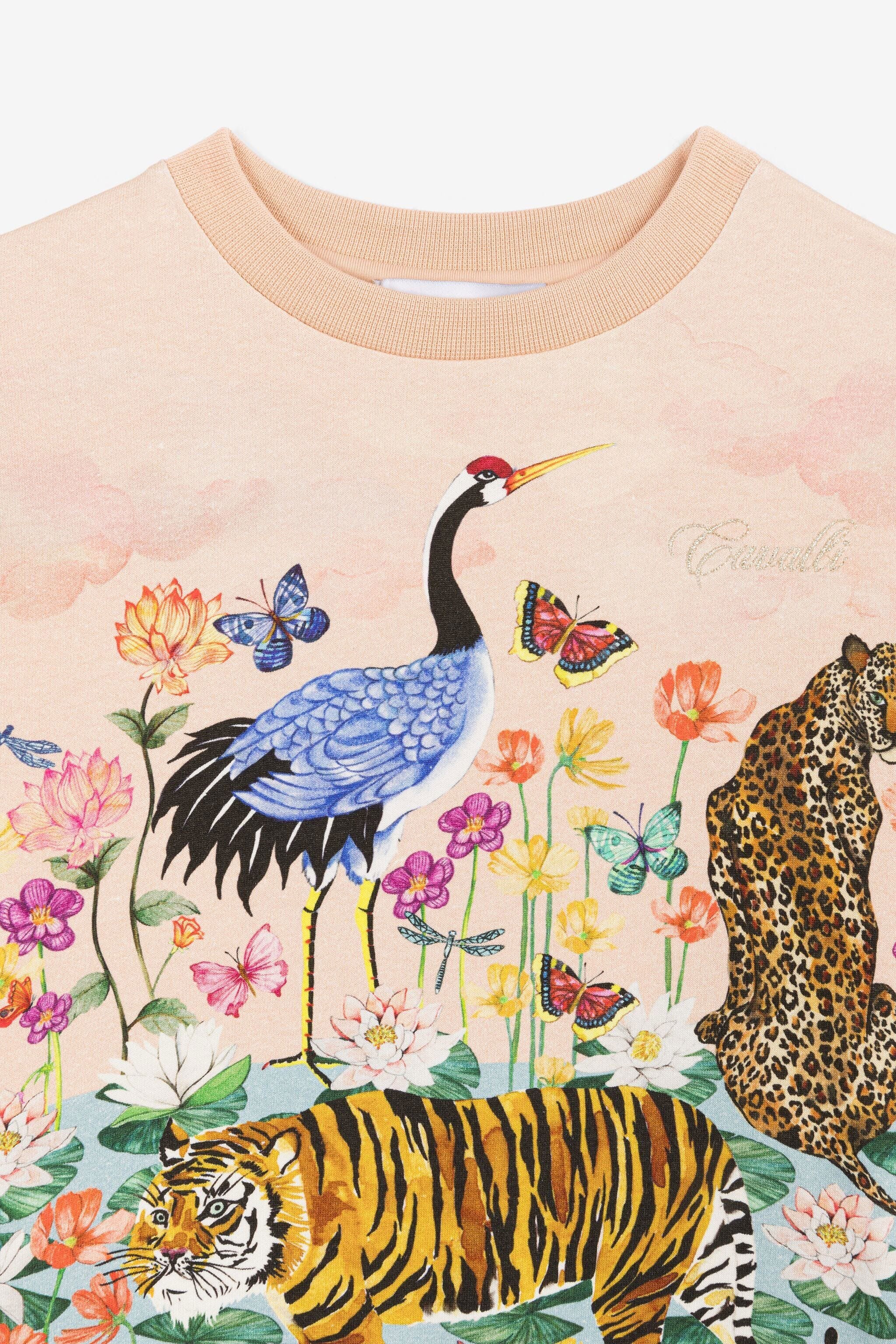 JU Sweatshirt mit Wildtier- und Blumendruck JU Sweatshirt mit Wildtier- und Blumendruck Rosa PJT944-5OF23