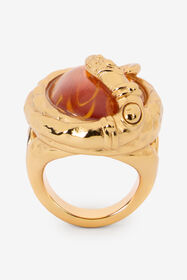 RC Gold-Tone Snake Ring With Amber-Hued Stone ORO/TOPAZIO VWG003-AM081