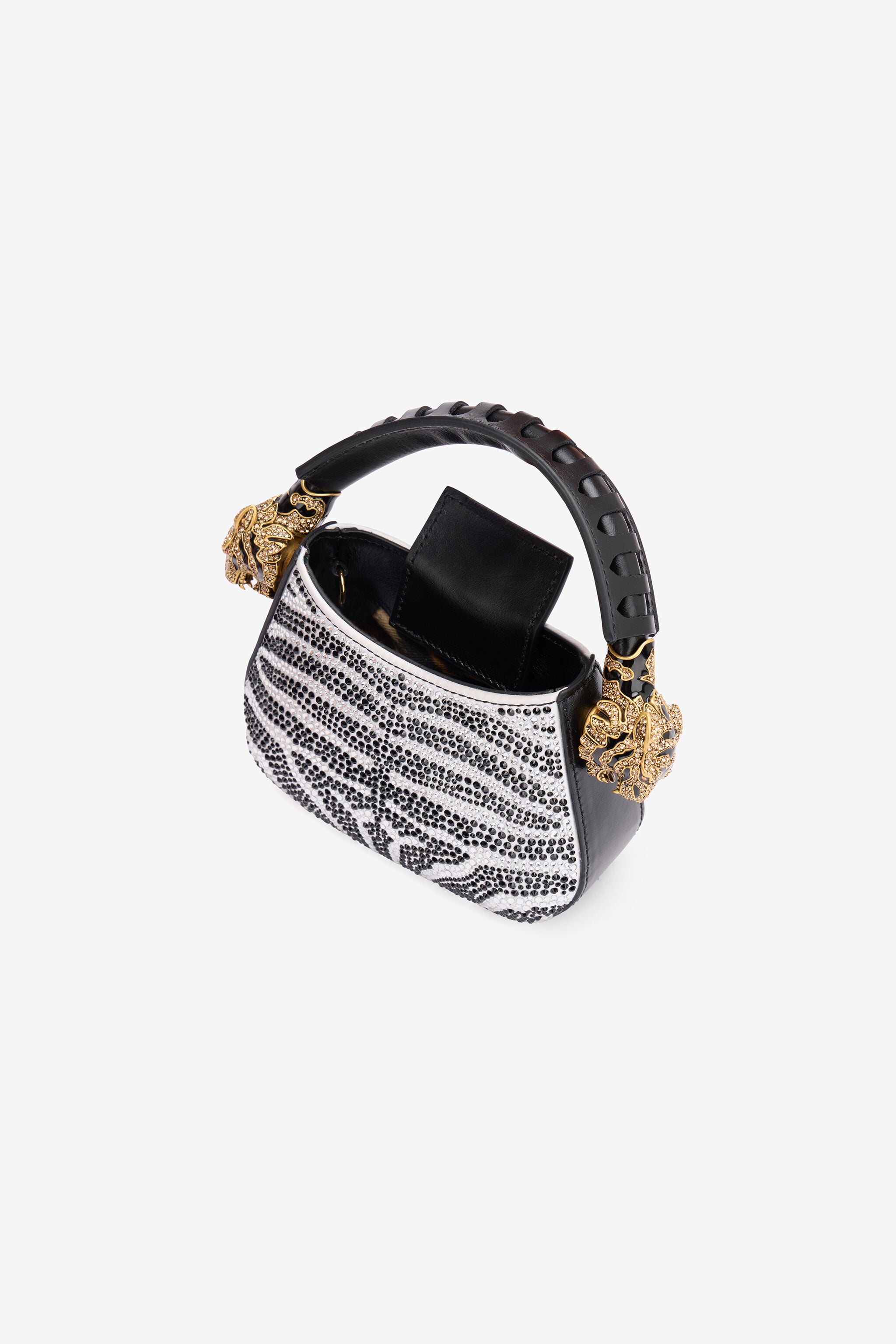 RC Mini Roar Bag With Rhinestoned Zebra Pattern RC Mini Roar Bag With Rhinestoned Zebra Pattern Black/White TWB003-PZE07