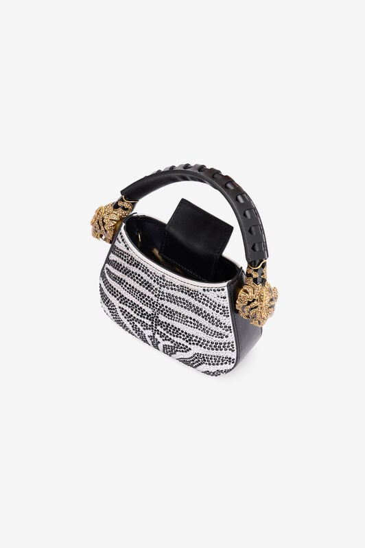 RC Mini Roar Bag With Rhinestoned Zebra Pattern RC Mini Roar Bag With Rhinestoned Zebra Pattern Black/White TWB003-PZE07