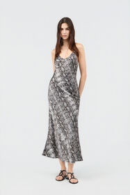 RC Python Print Silk Midi Slip Dress PYTHON DARK GREY SOT10F-SE005
