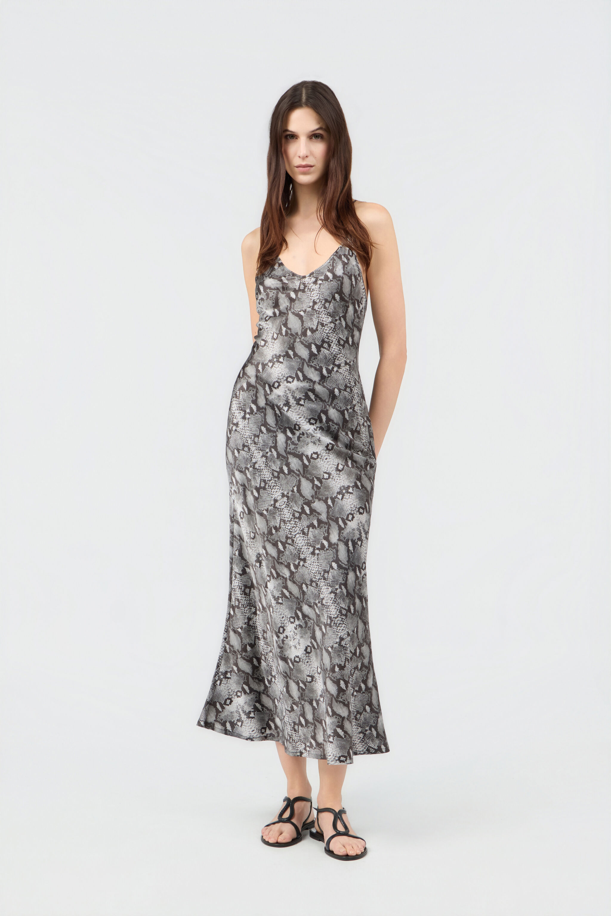 RC Python Print Silk Midi Slip Dress RC Python Print Silk Midi Slip Dress PYTHON DARK GREY SOT10F-SE005
