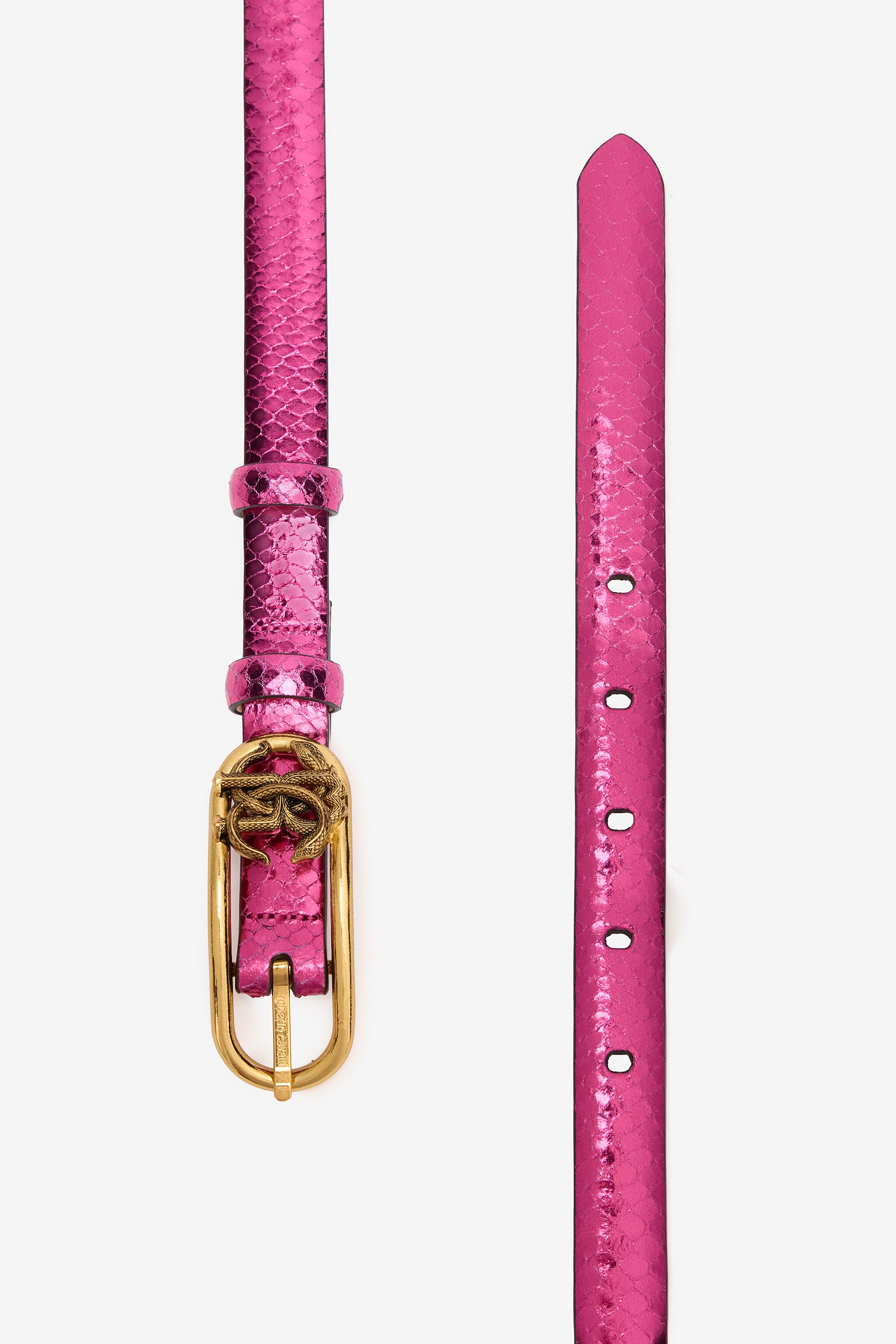 RC Laminated Leather Belt with Snake Print Fuchsia SKC005-PZ579
