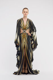 RC Maxikleid aus Seide mit Ray of Gold-Druck Gold RWT108-4QI12
