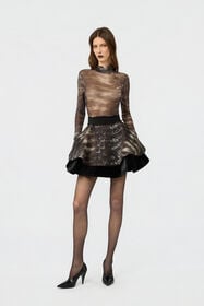RC Falda en jersey scuba con estampado Fur BLACK/BEIGE XWT305-NVT79