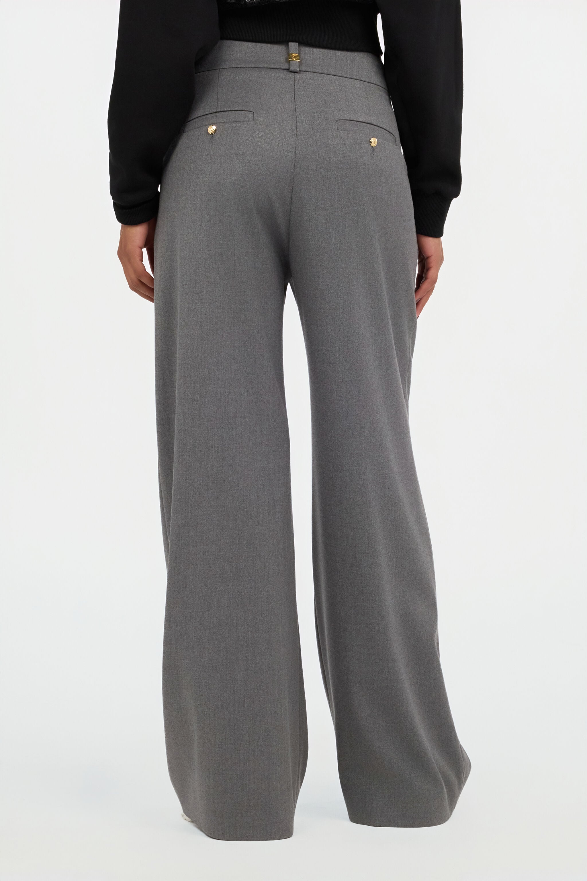 JC Grey Pleated Wide Leg Trousers GRIGIO MELANGE VFT148-VF227