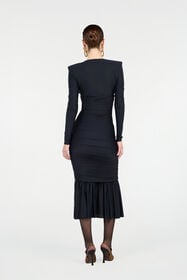 RC Black Midi Dress With Ruffles Black VWT153-LL002