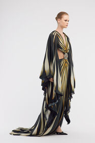 RC Maxikleid aus Seide mit Ray of Gold-Druck Gold RWT108-4QI12