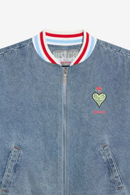 JC Denim Bomber Jacket with Red Sleeves LIGHT DENIM/RED BITT WFJ40C-DL008