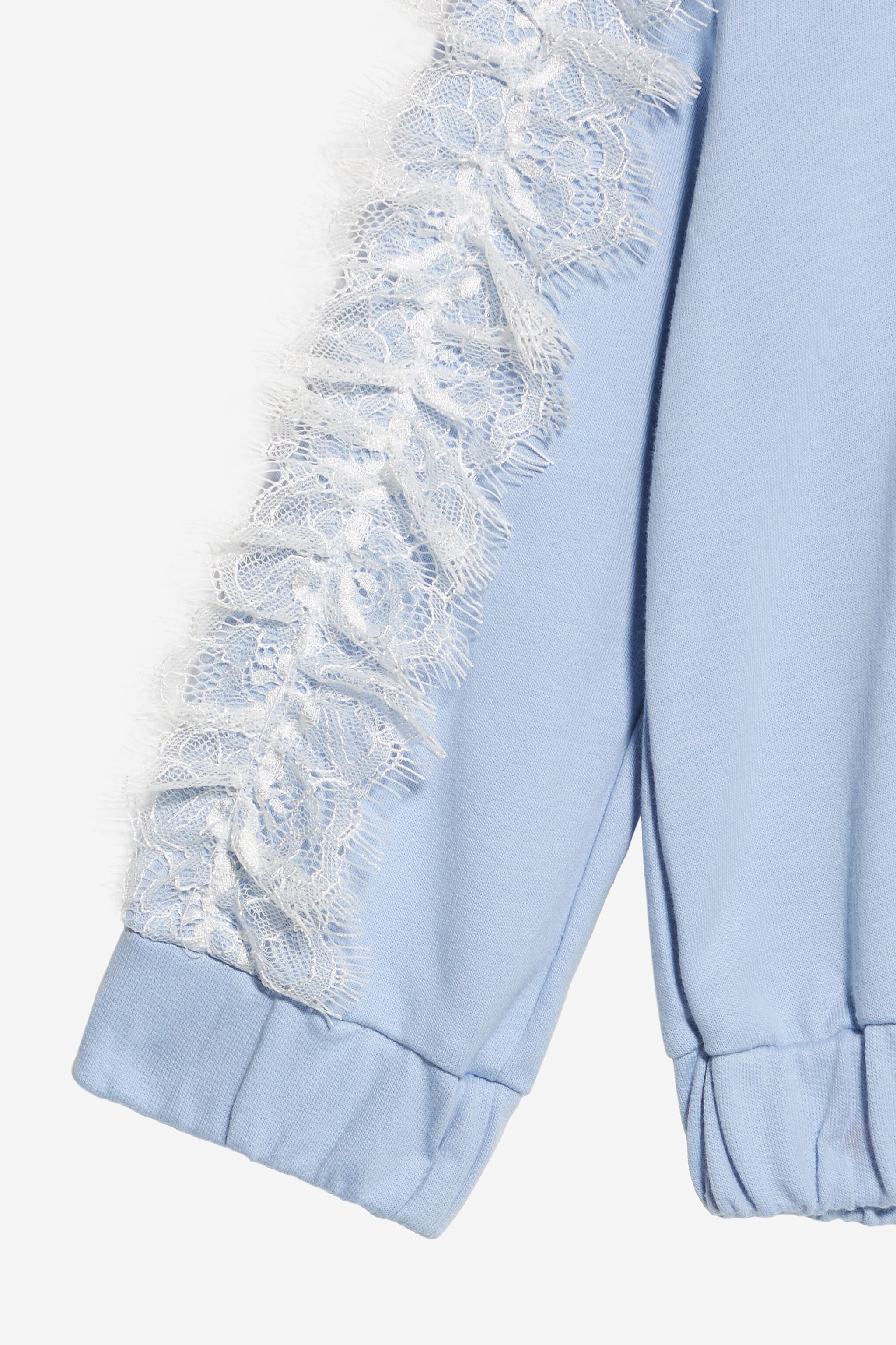JU Sweatshirt Mit Monogramm RC Und Spitze Hellblau UJT660-CF050