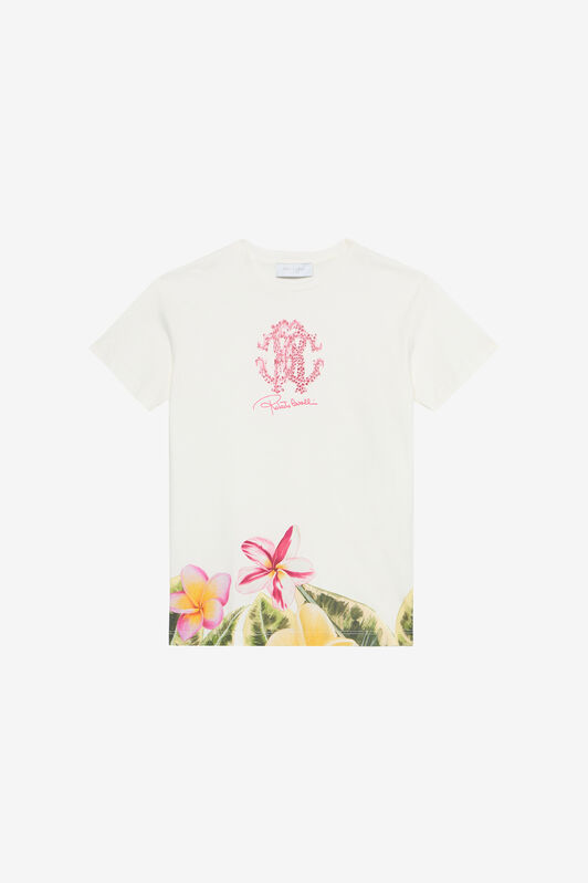 JU T-Shirt With RC Monogram And Flowers JU T-Shirt With RC Monogram And Flowers White UJT62F-JD001