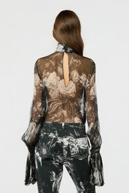 RC Blouse in Silk with Fiammingo Flowers Print BLACK/GREY XWT702-CKT77