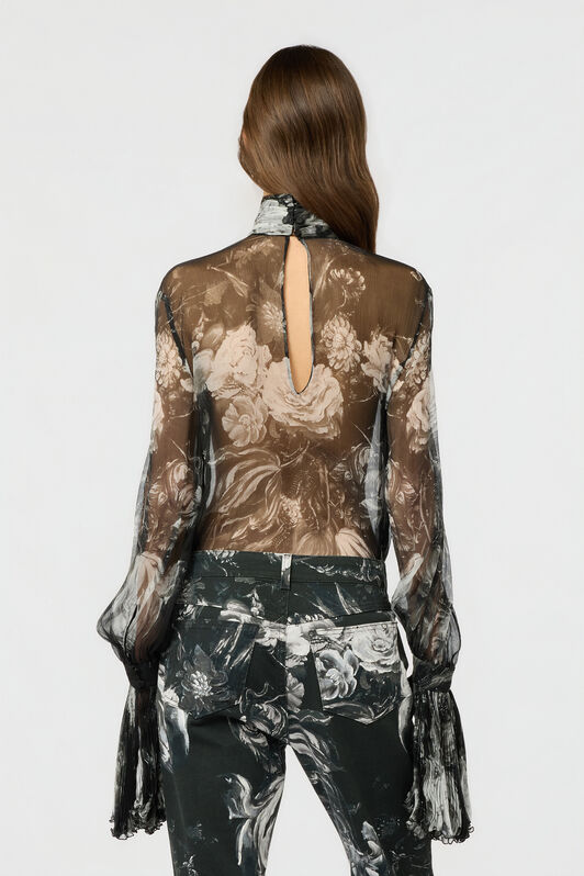 RC Blusa in seta con stampa Fiammingo Flowers RC Blusa in seta con stampa Fiammingo Flowers BLACK/GREY XWT702-CKT77