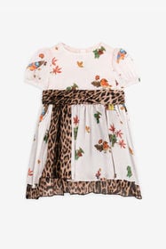 JU Vestido de seda con estampados Leopard y Bird Rosa RJT10A-2NH90