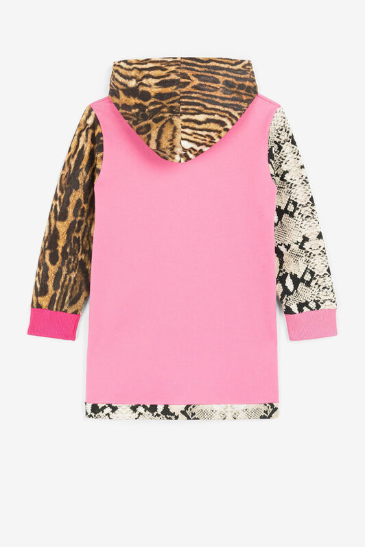 JU Patchwork-Print Logo-Embroidered Dress JU Patchwork-Print Logo-Embroidered Dress Fuchsia PJT110-5OE40