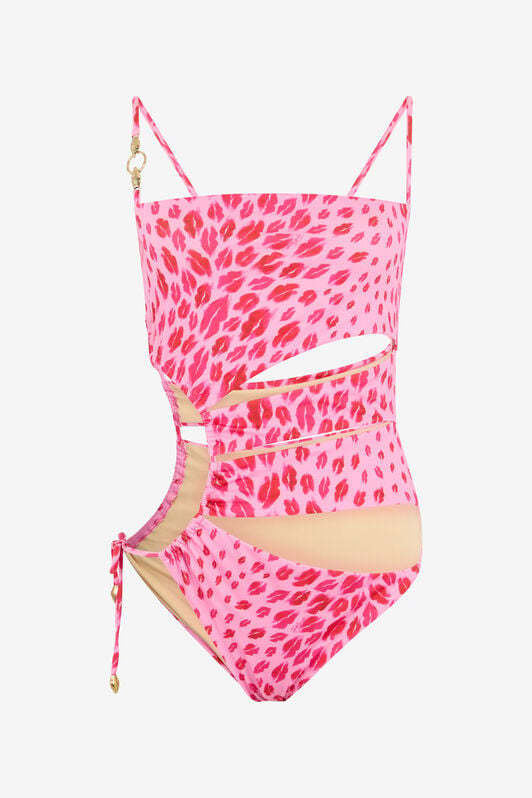 JC The Jaguar Kiss Print One-Piece Swimsuit JC The Jaguar Kiss Print One-Piece Swimsuit 433 ROSA + 455 FUXIA WFM039-WF758