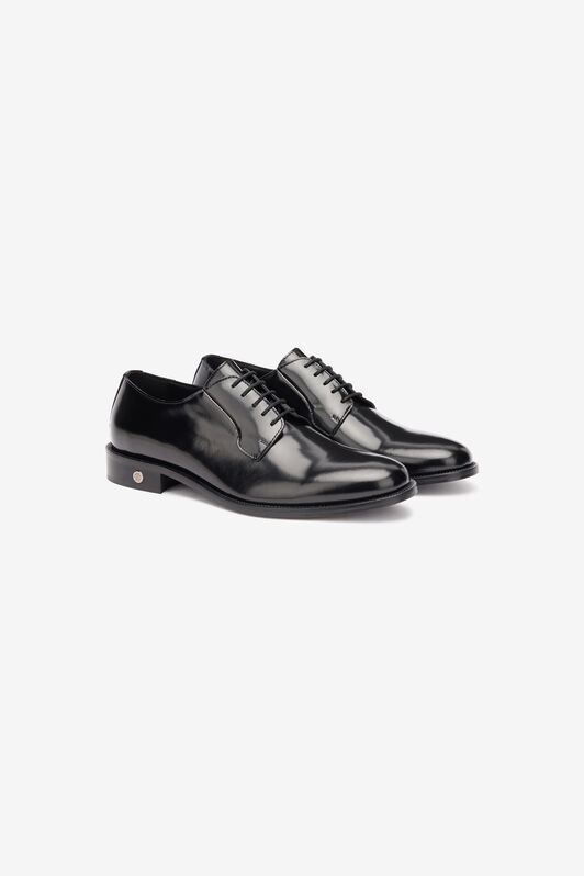 RC Laced Loafers with Glossy Finish Black POS00H-PZ243