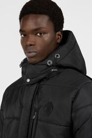 RC Schwarze Jacke, langer Steppmantel mit Kapuze BLACK/ANTHRACITE TOT40F-5LE01