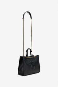 RC Sac D'Épaule En Cuir Noir Avec Monogram RC BLACK ROB00K-PZ098