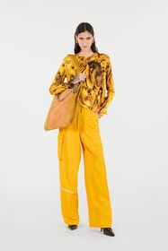 RC Silk And Wool Sweater With Tigereye Print Yellow VKM615-MQ034