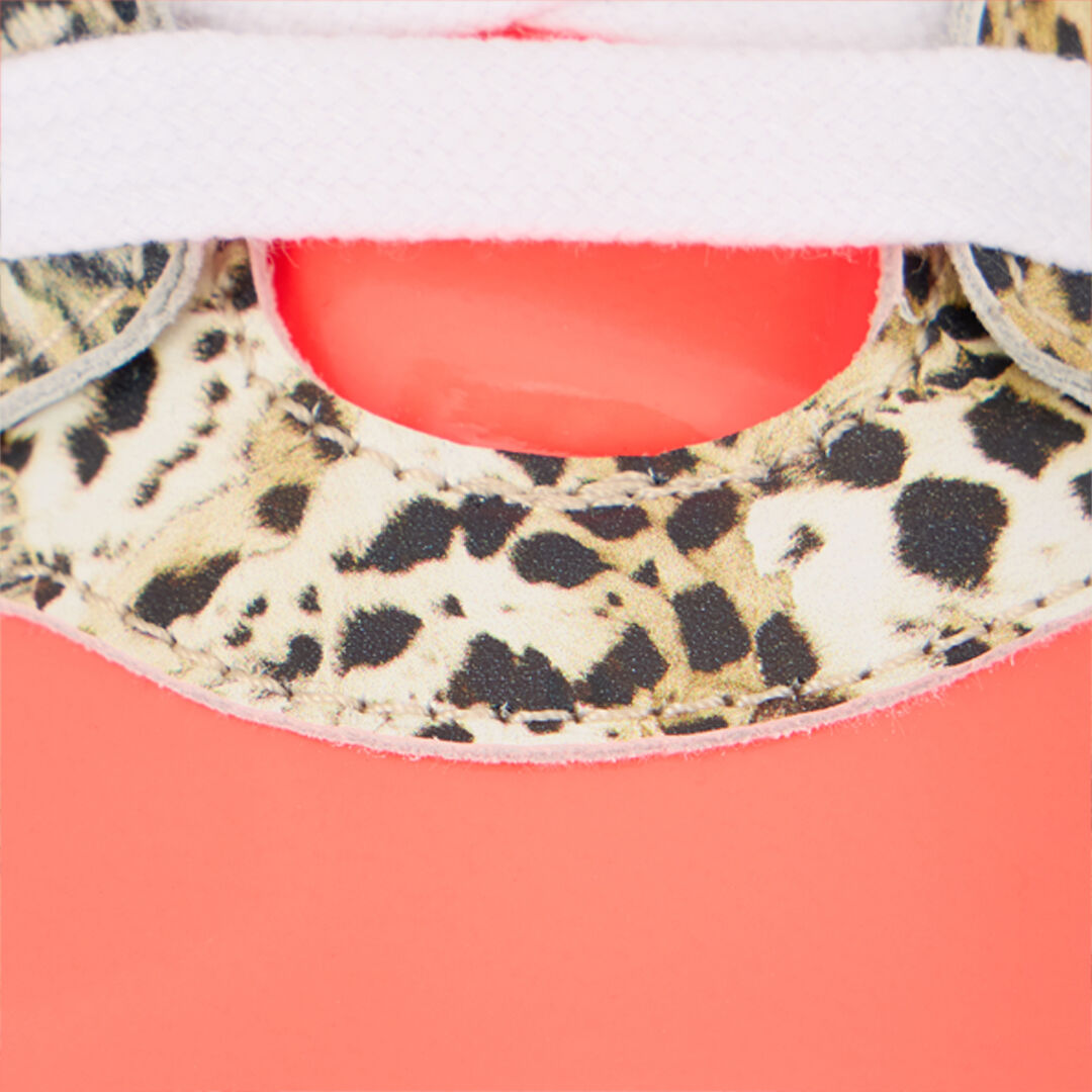 RC Leather Sneakers with Leopard Print RC Leather Sneakers with Leopard Print RED CORAL/JAGUAR QOS01M-PZO14