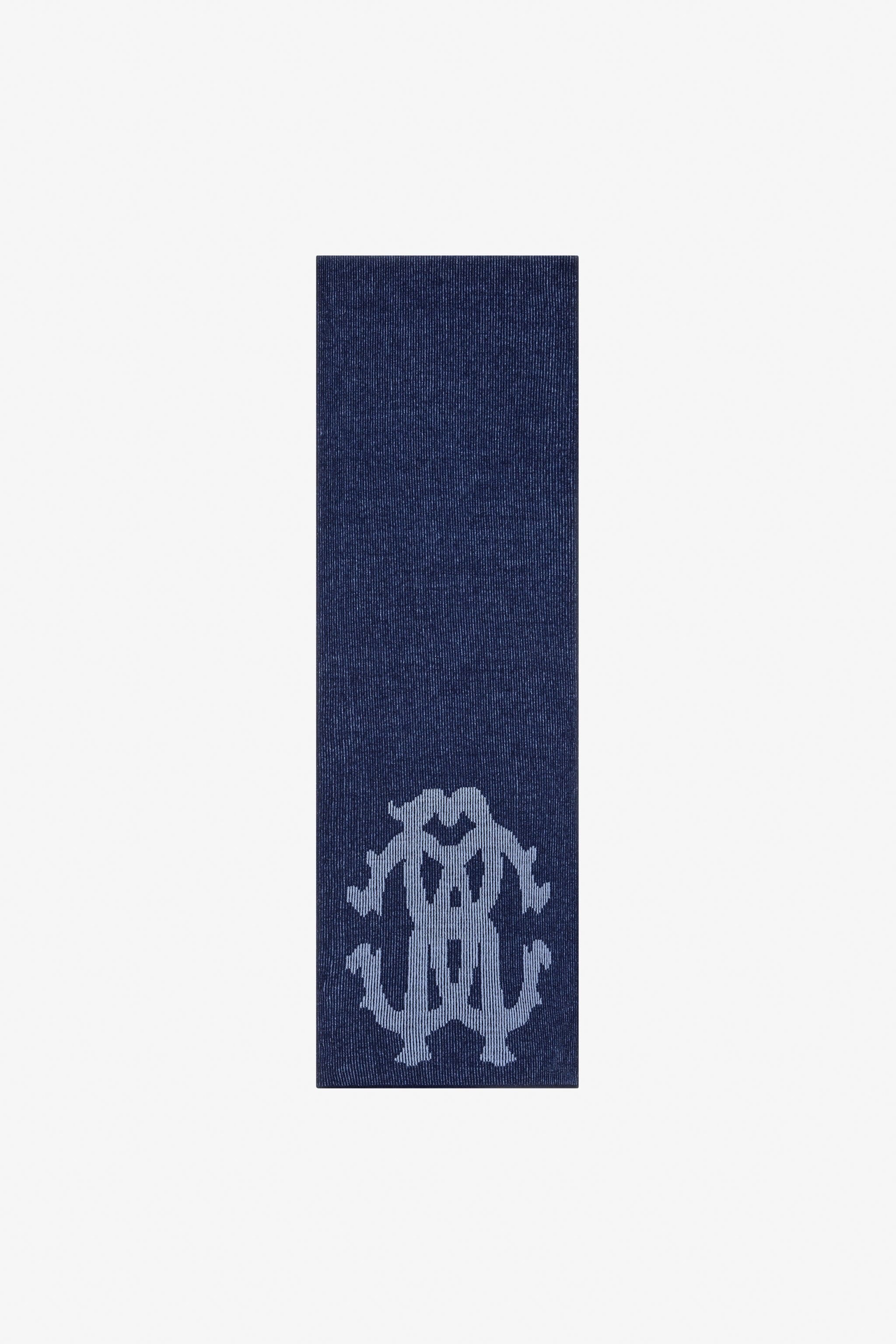 RC Cotton and Wool Blend Scarf with RC Monogram RC Cotton and Wool Blend Scarf with RC Monogram Dark blue TALR41-IR058