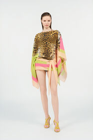 RC Kaftano in Seta con Stampa Cavalli Pop LIGHT GREEN WQT725-SQR33