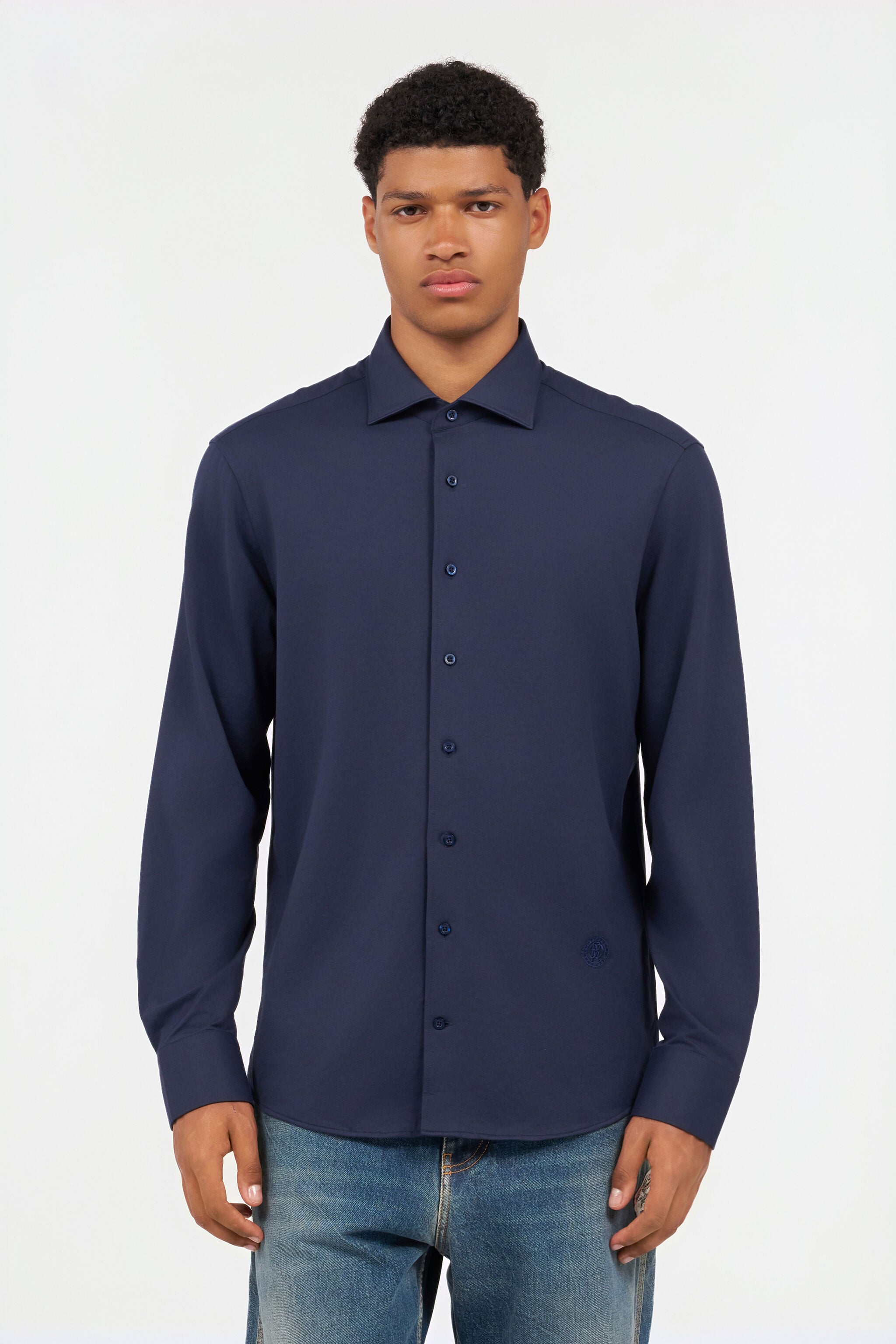 RC Navy Blue Shirt With Monogram RC RC Navy Blue Shirt With Monogram RC NAVY QOT70H-CE007