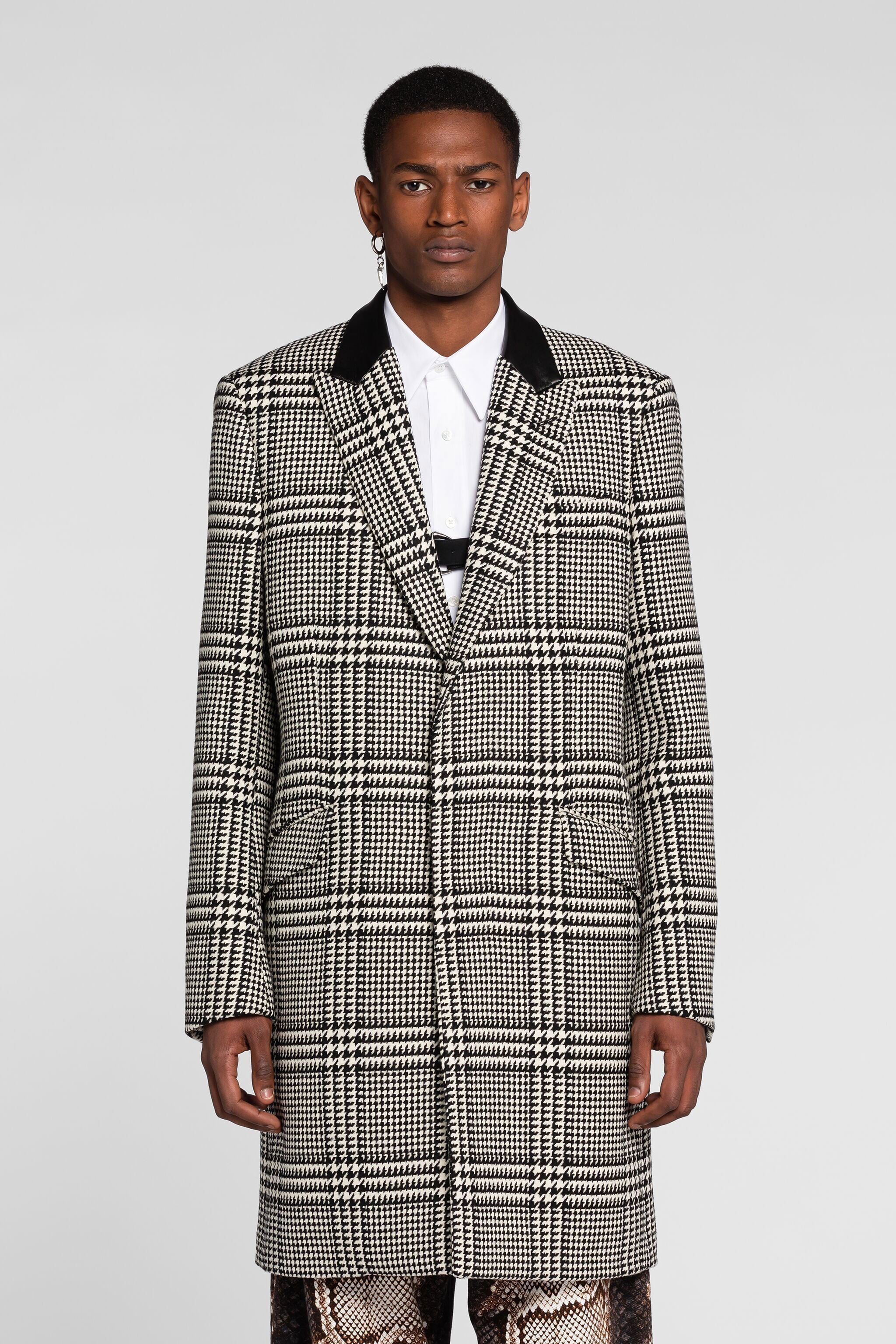 RC Houndstooth Single-Breasted Coat RC Houndstooth Single-Breasted Coat WHITE/BLACK PNT500-GA007