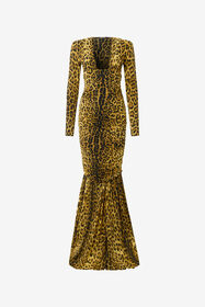 RC Long Dress With Jaguar Skin Print Brown VWT121-NCQ71