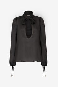 RC Camisa con lazo y abertura Negro UKT705-CC032
