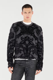 RC Maglione Con Motivo Broccato Peluche Nero VNM605-MQ038