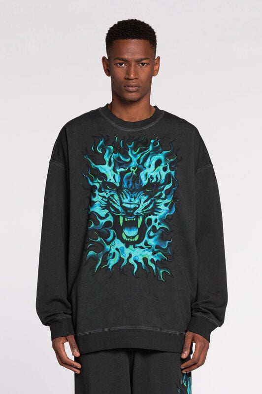 RC Flame Lion-Print Sweatshirt RC Flame Lion-Print Sweatshirt Black PRT67A-CF051