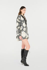 RC Mini Dress With Floral Print And Lace Black/White VQT134-LXP71
