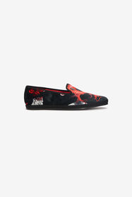 RC Mocasines De Terciopelo Bordado Negro/Rojo VRS018-VLV03