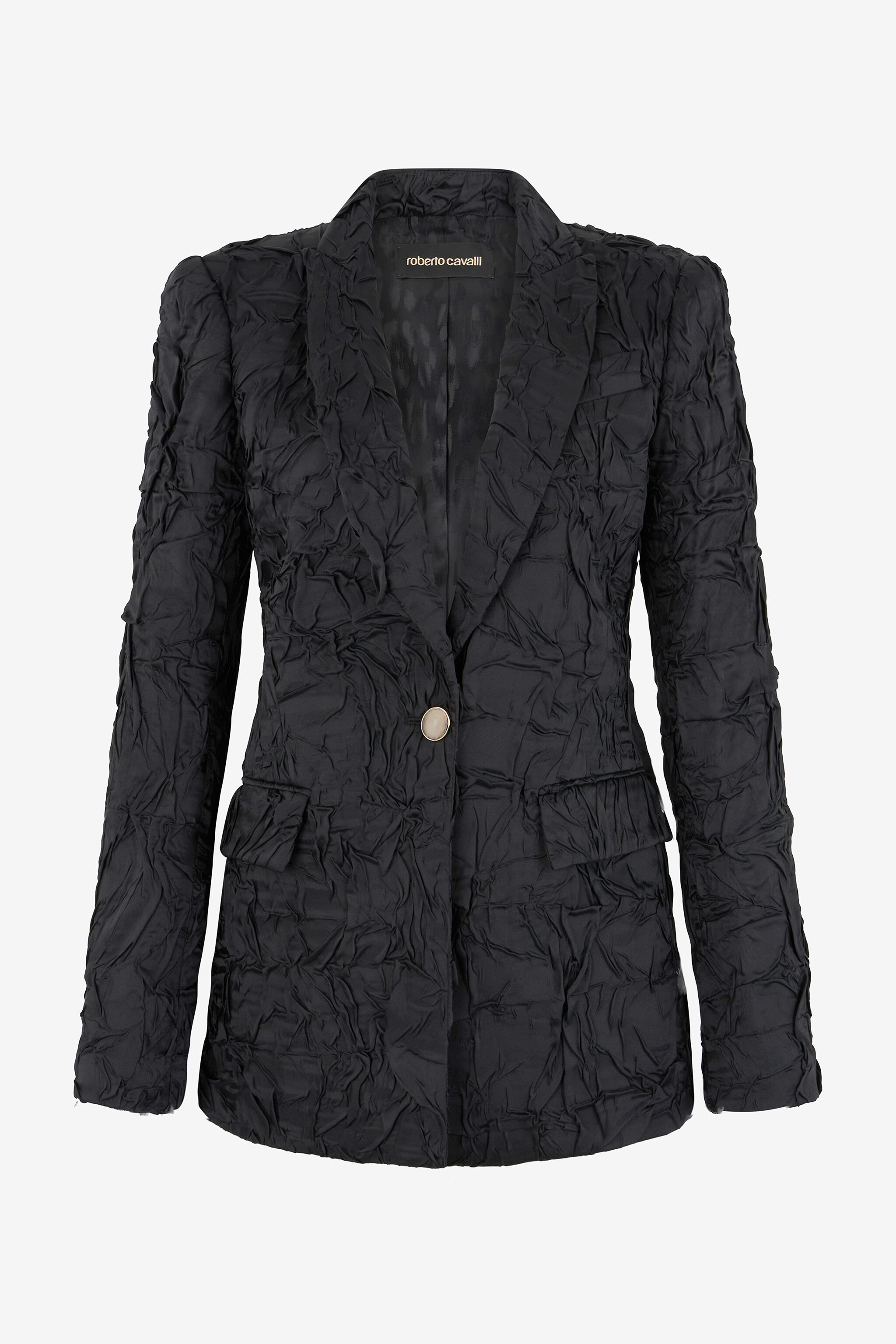 Crinkled-effect blazer in Black for Women | Roberto Cavalli®