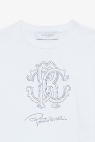 JU T-Shirt With RC Monogram And Rhinestone Logo White UJT62E-JD001