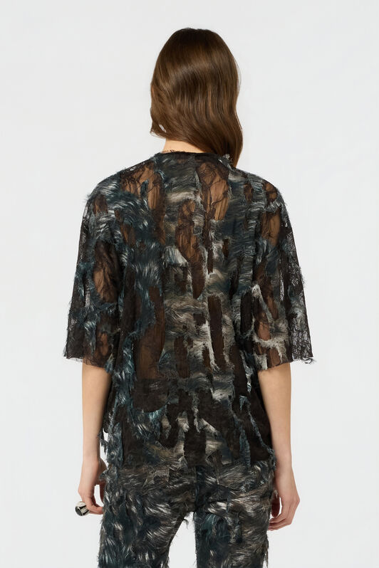 RC T-Shirt con stampa Fur su pizzo effetto destroyed RC T-Shirt con stampa Fur su pizzo effetto destroyed BLACK/BEIGE XWT644-7HT79