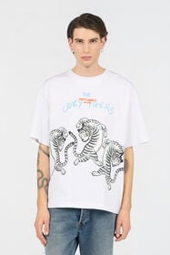 JC White T-Shirt With Printed Tigers WHITE WFT095-WF125