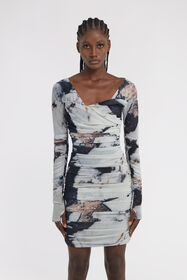 RC Marble Print Dress Black/White TWT137-6HN18