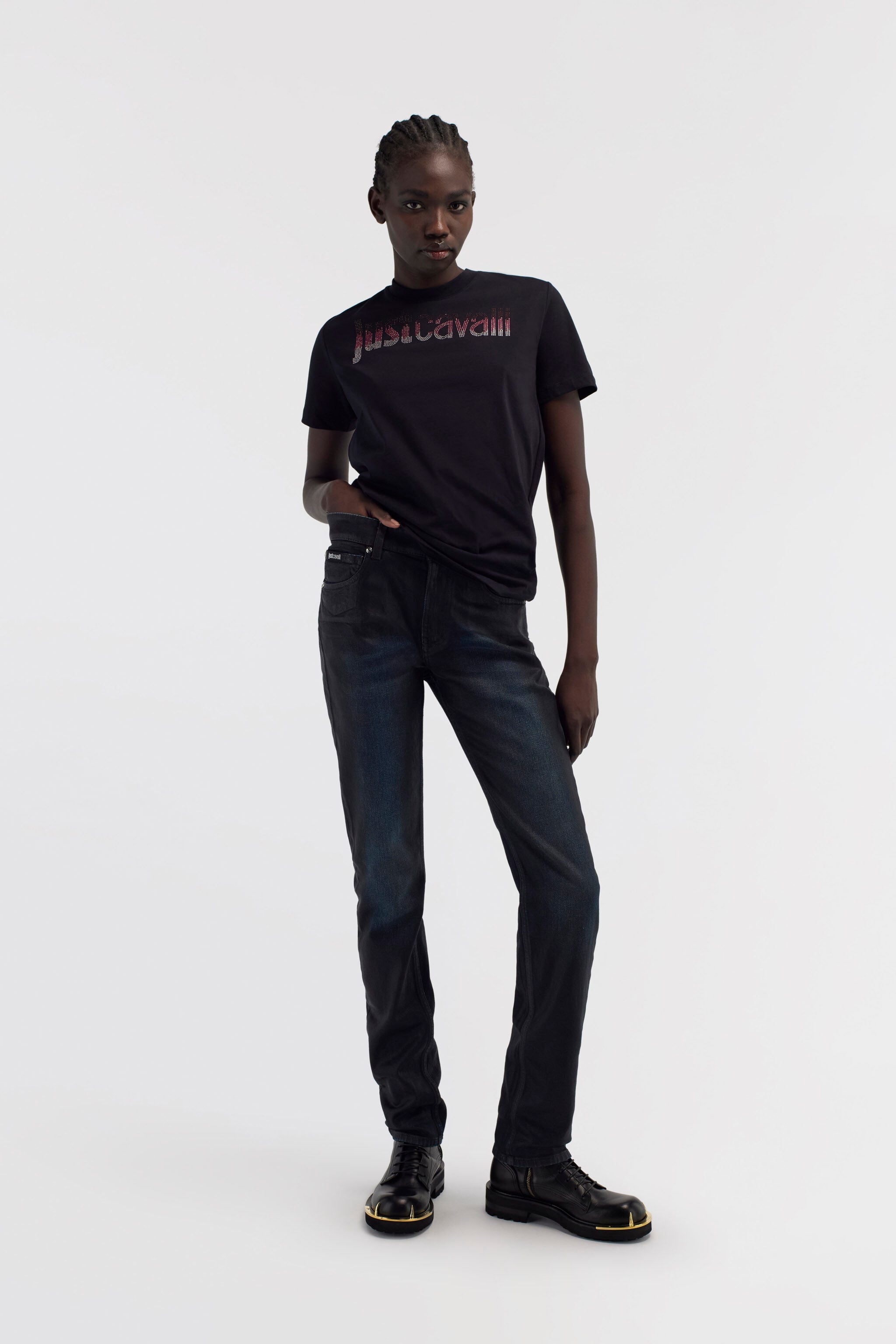 JC Just Cavalli Logo T-Shirt JC Just Cavalli Logo T-Shirt Black RKT851-RK357