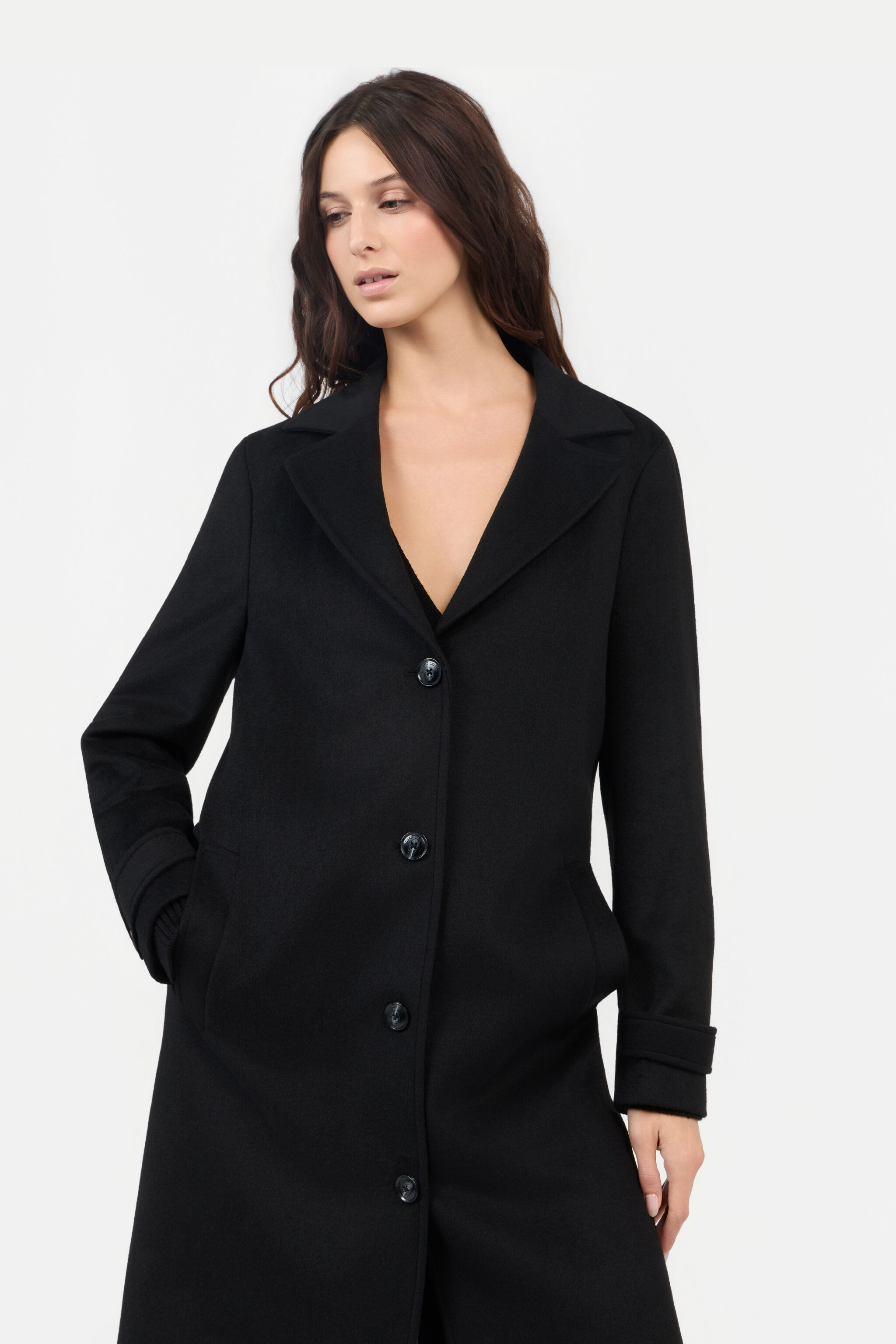 RC Black Coat With Leopard Print Lining BLACK TOT50A-GA012