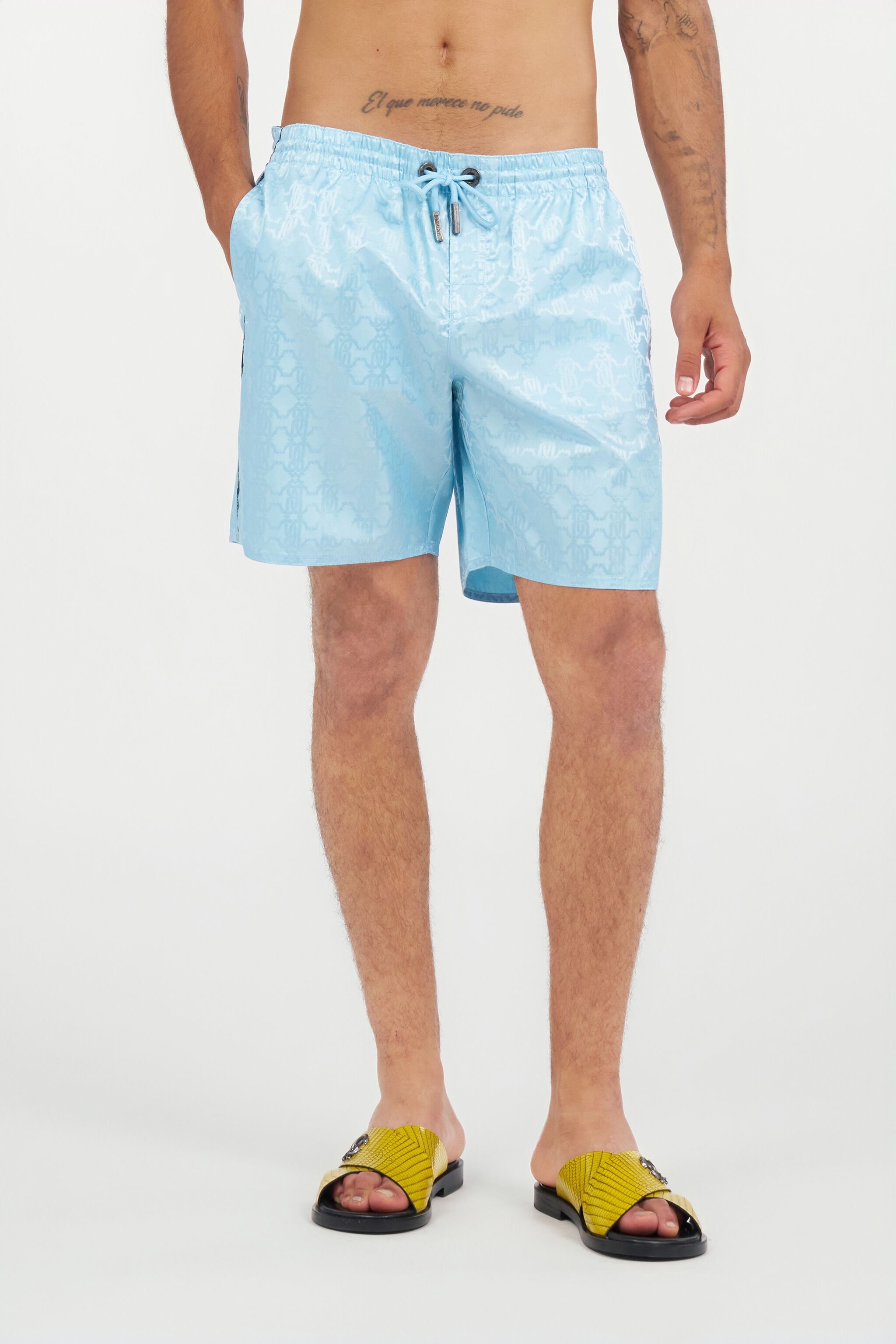 RC Pantaloncini Mare Stampa Monogram RC LIGHT BLUE QOH00A-DJ005