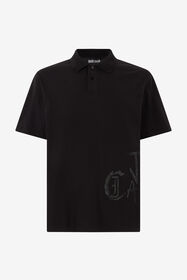 JC Polo Shirt With Monogram And Lettering Black UFT021-UF041