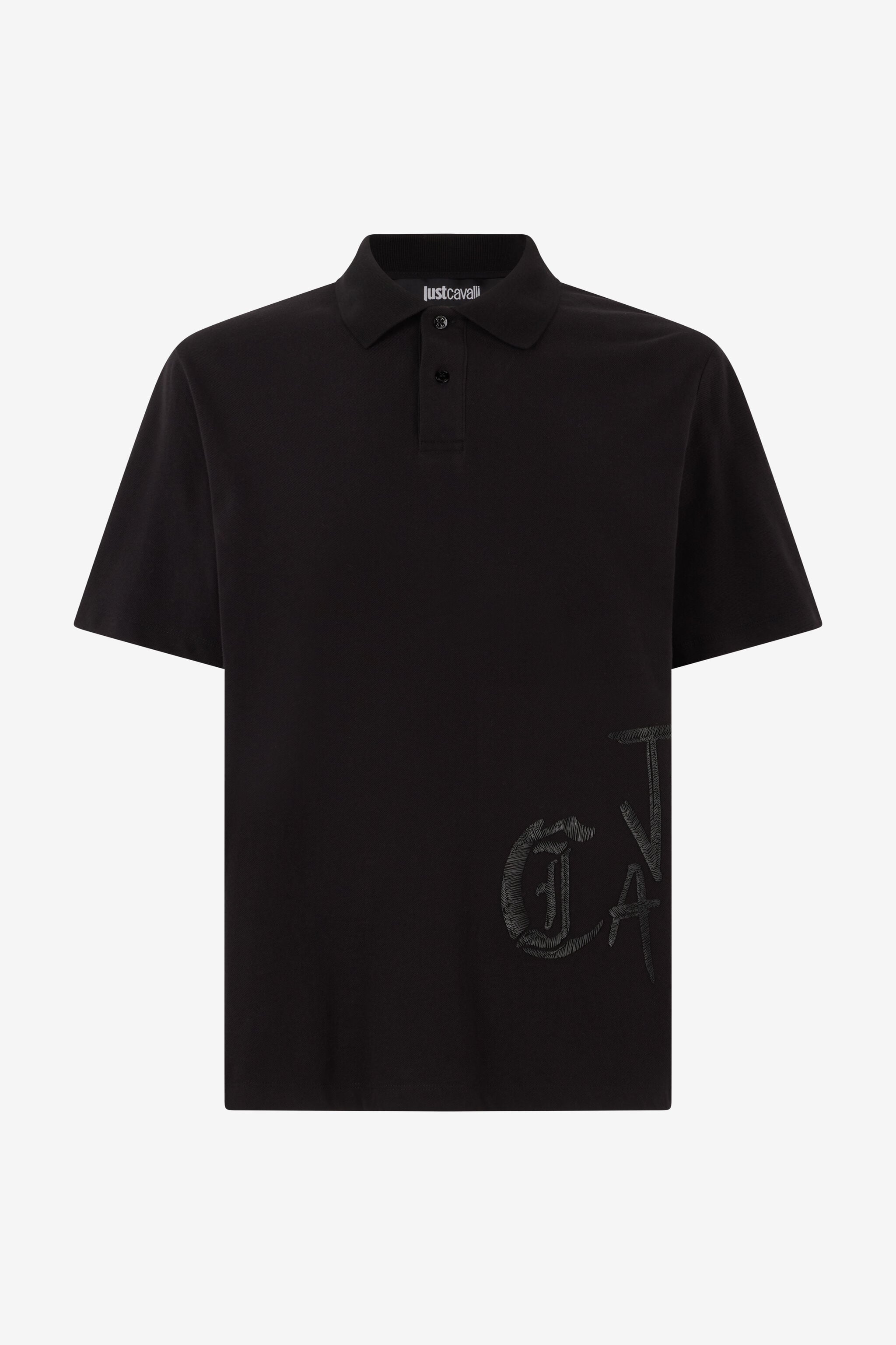 JC Polo Shirt With Monogram And Lettering JC Polo Shirt With Monogram And Lettering Black UFT021-UF041