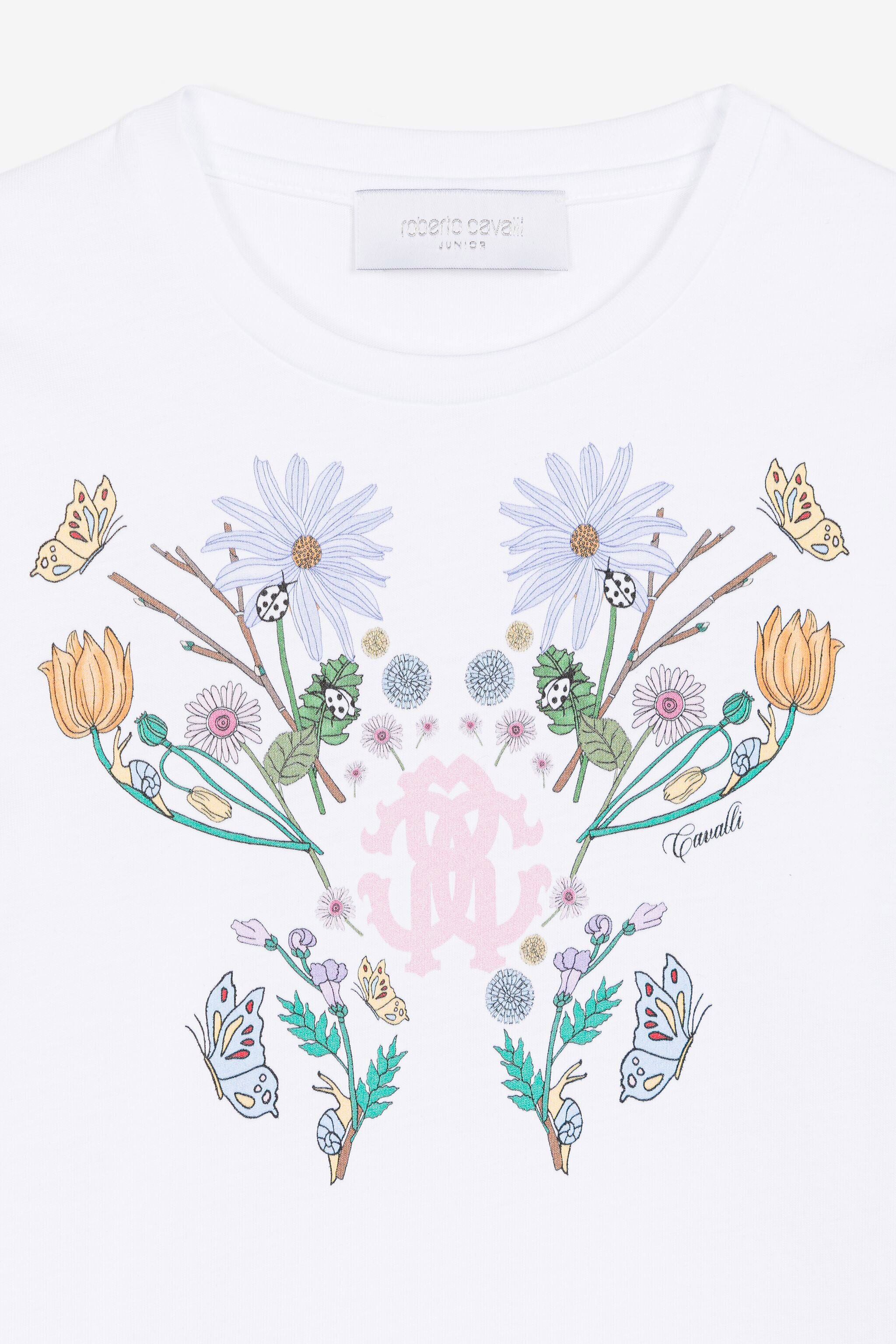 JU T-Shirt mit Blumen-Print JU T-Shirt mit Blumen-Print Weiß RJT60X-JD001