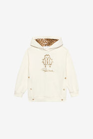 JU Jaguar Skin Hooded Sweatshirt White UJT69D-CF050