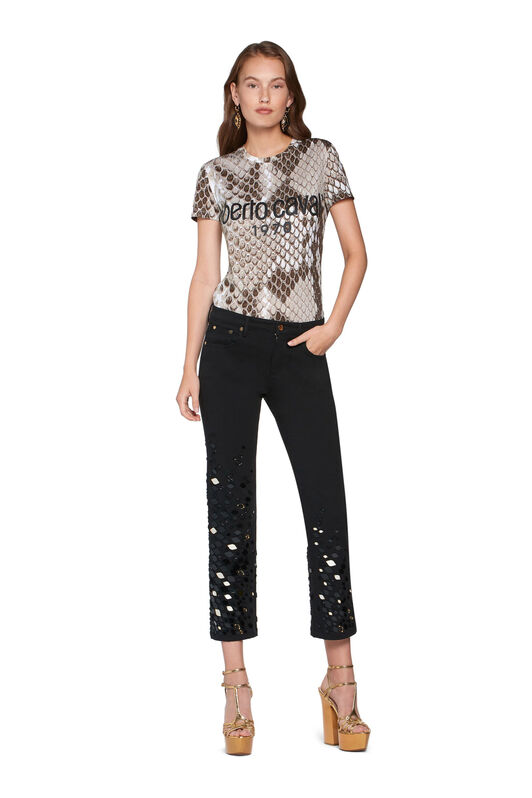 RC Mirror Snake Embroidery Jeans BLACK IQJ227-DE005
