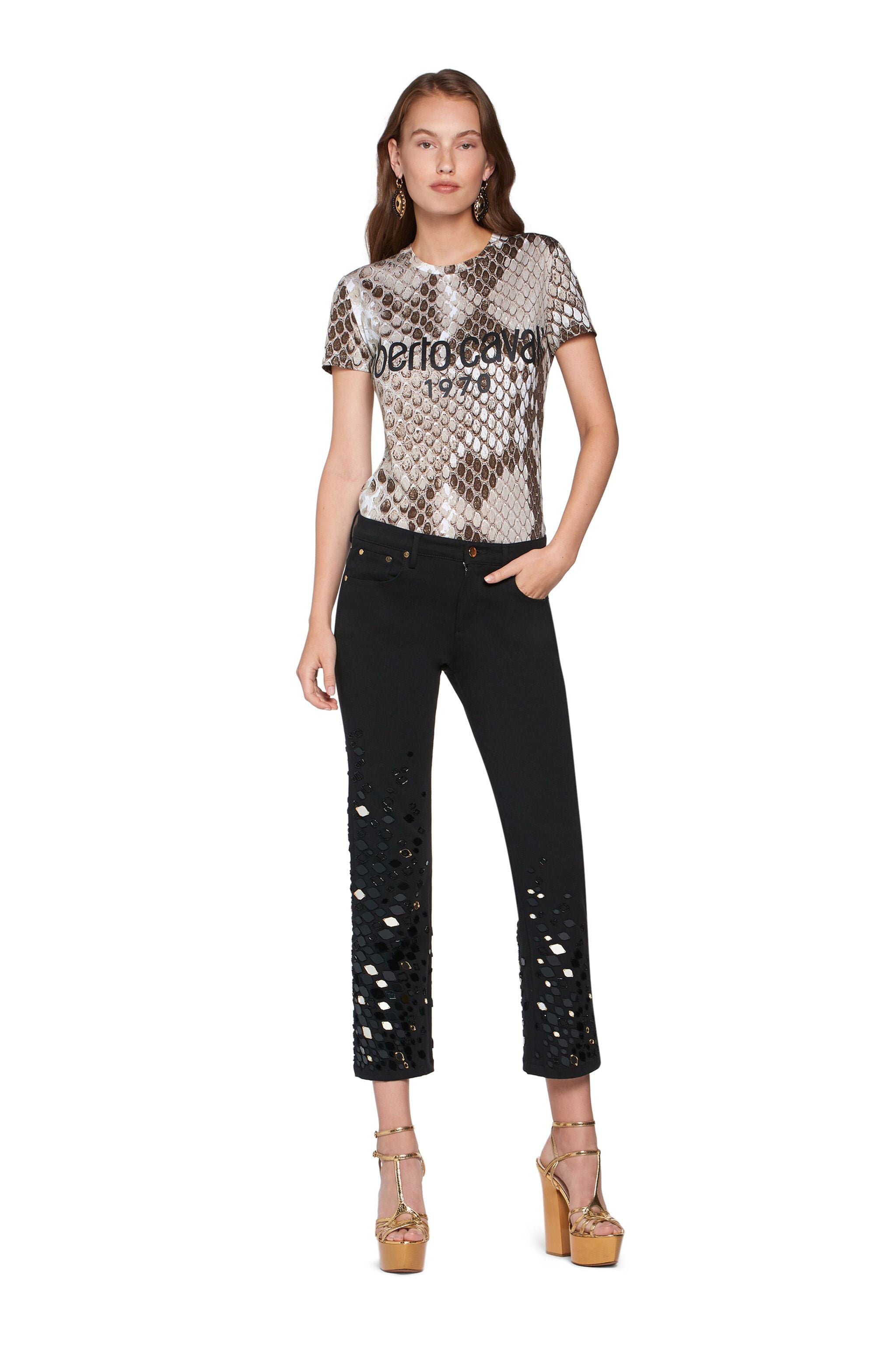 RC Mirror Snake Embroidery Jeans BLACK IQJ227-DE005